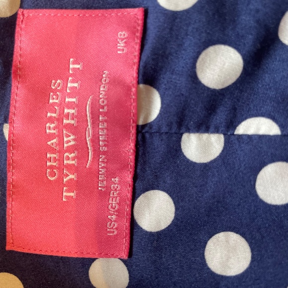 Charles Tyrwhitt polka dot shirt blue and white size 4 - Picture 3 of 7